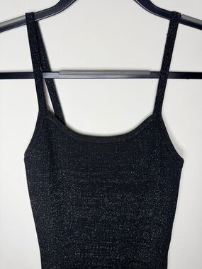 Forever 21 women’s Black Sparkle Ribbed  Maxi Midi Dress maternity silver